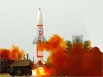 The defence ministry said the missile struck its target with "high accuracy". The defence ministry said the missile struck its target with "high accuracy".