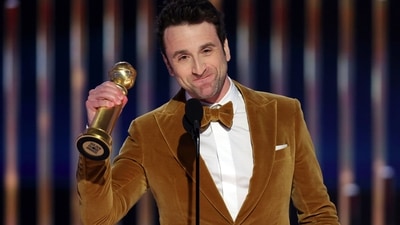 Justin Hurwitz accepts the awards for Best Original Score award for "Babylon" during the 80th Annual Golden Globe Awards. (AP) Justin Hurwitz accepts the awards for Best Original Score award for "Babylon" during the 80th Annual Golden Globe Awards. (AP)