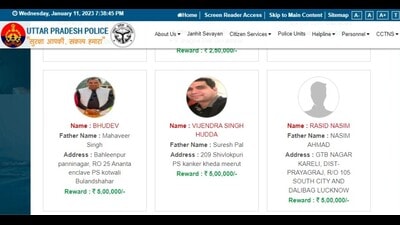 A screengrab of the UP police’s official website showing details of wanted criminal A screengrab of the UP police’s official website showing details of wanted criminal