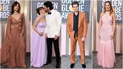Golden Globe Awards are currently underway at the Beverly Hills in California. The awards show has returned in full swing after a two-year gap, many big names descended on the red carpet to celebrate the kickstart of the 2023 award season. Wednesday's Jenna Ortega, pregnant Kaley Cuoco, RRR actors Ram Charan and Jr NTR, Andrew Garfield, Margot Robbie, and several other celebrities. attended the awards night. Keep scrolling to see what the stars wore to the occasion. (AFP, Reuters) Golden Globe Awards are currently underway at the Beverly Hills in California. The awards show has returned in full swing after a two-year gap, many big names descended on the red carpet to celebrate the kickstart of the 2023 award season. Wednesday's Jenna Ortega, pregnant Kaley Cuoco, RRR actors Ram Charan and Jr NTR, Andrew Garfield, Margot Robbie, and several other celebrities. attended the awards night. Keep scrolling to see what the stars wore to the occasion. (AFP, Reuters)