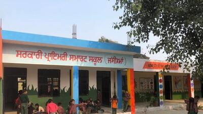In the same village in Ludhiana, burglars attacked the Government Middle School in September 2022 and fled with CCTV cameras, a battery, and a printer, and damaged the registers. (HT PHOTO)