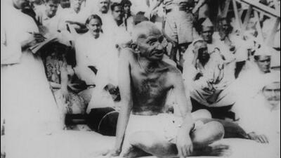 MK Gandhi in Bihar after the 1934 earthquake. Satyagraha and ahimsa form the axis of The Sound of Waves. (HT Photo) MK Gandhi in Bihar after the 1934 earthquake. Satyagraha and ahimsa form the axis of The Sound of Waves. (HT Photo)