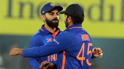 Indian captain Rohit Sharma and teammate Virat Kohli greet each other after winning the 1st ODI (PTI) Indian captain Rohit Sharma and teammate Virat Kohli greet each other after winning the 1st ODI (PTI)
