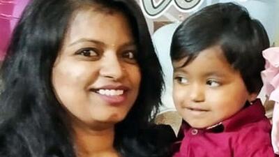Tejaswini Kumar with her son Vihan died in the metro pillar collapse in Bengaluru on Tuesday. (ANI) Tejaswini Kumar with her son Vihan died in the metro pillar collapse in Bengaluru on Tuesday. (ANI)
