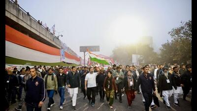 The Bharat Jodo Yatra is scheduled to begin at 5.30 am from Kashmir Garden in Payal from where it will proceed to Sahnewal and then reach Zamindar Dhaba from where it will march to Dhandhari, Ludhiana. While one side of the national highway on the above route will thus remain closed where the yatra will pass, traffic will move on the other side of the road with as many as eight diversion points in place for heavy vehicles. (HT FILE PHOTO) The Bharat Jodo Yatra is scheduled to begin at 5.30 am from Kashmir Garden in Payal from where it will proceed to Sahnewal and then reach Zamindar Dhaba from where it will march to Dhandhari, Ludhiana. While one side of the national highway on the above route will thus remain closed where the yatra will pass, traffic will move on the other side of the road with as many as eight diversion points in place for heavy vehicles. (HT FILE PHOTO)