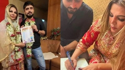 Rakhi Sawant marry boyfriend Adil Khan's alleged wedding pictures surfaced online. Rakhi Sawant marry boyfriend Adil Khan's alleged wedding pictures surfaced online.