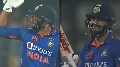 Hilarious exchange between Mohammed Shami (L) and Virat Kohli (Screengrab) Hilarious exchange between Mohammed Shami (L) and Virat Kohli (Screengrab)