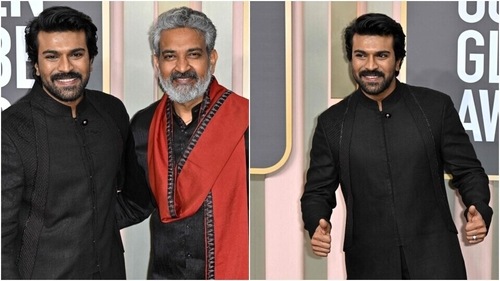 Ram Charan and SS Rajamouli attend Golden Globes. (AFP )