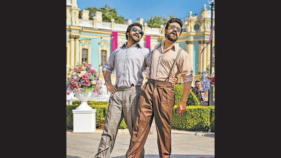 RRR actors Jr. NTR and Ram Charan in the song Naatu Naatu. (PTI)