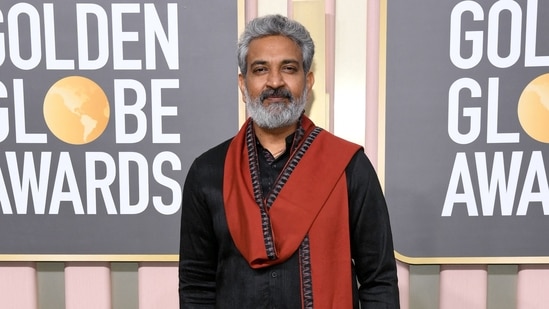 SS Rajamouli wore an ethnic outfit to Golden Globes 2023. The filmmaker stood out in his black kurta and red pyjama look. 