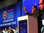 CM Shivraj Singh Chouhan addressing Madhya Pradesh global investors summit.(Office of Shivraj/Twitter) CM Shivraj Singh Chouhan addressing Madhya Pradesh global investors summit.(Office of Shivraj/Twitter)