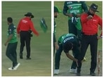 Aleem Dar seemed visibly angry at the fact that he wasn't following the ball(Screengrab/PCB Twitter) Aleem Dar seemed visibly angry at the fact that he wasn't following the ball(Screengrab/PCB Twitter)