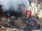 Hawaii’s Kilauea volcano: Photo of man urinating at Hawaii’s Volcano viewing site draws backlash(AP) Hawaii’s Kilauea volcano: Photo of man urinating at Hawaii’s Volcano viewing site draws backlash(AP)