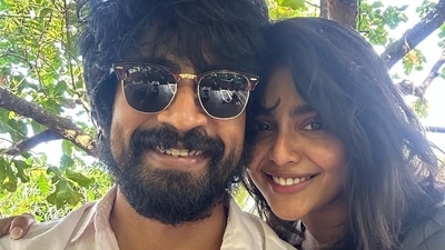 Aishwarya Lekshmi posed with Arjun Das in a new photo. Aishwarya Lekshmi posed with Arjun Das in a new photo.