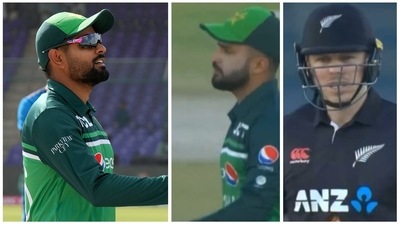 Mohammad Nawaz was called out by Babar Azam in the same over where he bagged the jackpot wicket of Kane Williamson (AP-Twitter screengrab) Mohammad Nawaz was called out by Babar Azam in the same over where he bagged the jackpot wicket of Kane Williamson (AP-Twitter screengrab)