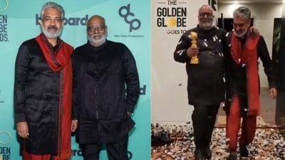 SS Rajamouli and MM Keeravani dance to Naatu Naatu. SS Rajamouli and MM Keeravani dance to Naatu Naatu.