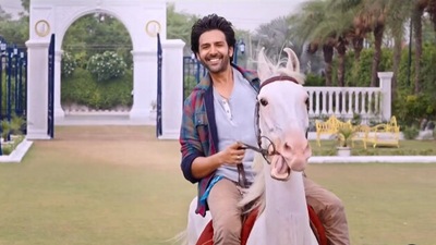 Shehzada trailer: Kartik Aaryan in a still from the film. Shehzada trailer: Kartik Aaryan in a still from the film.