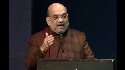 Union home minister Amit Shah at the launch of the book 'Revolutionaries -The other story of how India won its freedom' in New Delhi on Wednesday. (PTI) Union home minister Amit Shah at the launch of the book 'Revolutionaries -The other story of how India won its freedom' in New Delhi on Wednesday. (PTI)