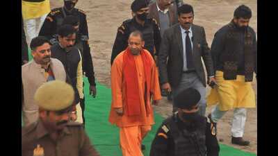 Uttar Pradesh chief minister Yogi Adityanath on way to attending an event in Varanasi on Jan 12. (Rajesh Kumar) Uttar Pradesh chief minister Yogi Adityanath on way to attending an event in Varanasi on Jan 12. (Rajesh Kumar)