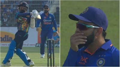 Kusal Mendis smashes a six against Umran Malik; Virat Kohli reacts (Hotstar)