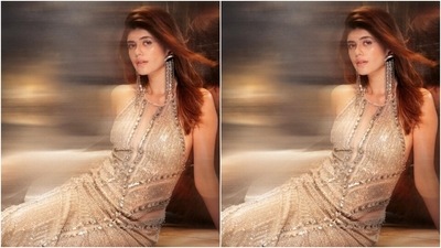 Sanjana played muse to fashion designer duo Rohit Gandhi and Rahul Khanna and picked a silver sequined gown from the shelves of the designers. (Instagram/@sanjanasanghi96) Sanjana played muse to fashion designer duo Rohit Gandhi and Rahul Khanna and picked a silver sequined gown from the shelves of the designers. (Instagram/@sanjanasanghi96)