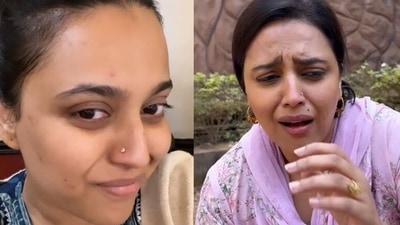 Swara Bhasker gets her nose pierced on a film set. Swara Bhasker gets her nose pierced on a film set.