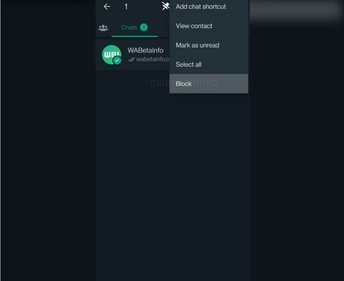 'Block' is the last among all the options (Image courtesy: WABetaInfo) 'Block' is the last among all the options (Image courtesy: WABetaInfo)