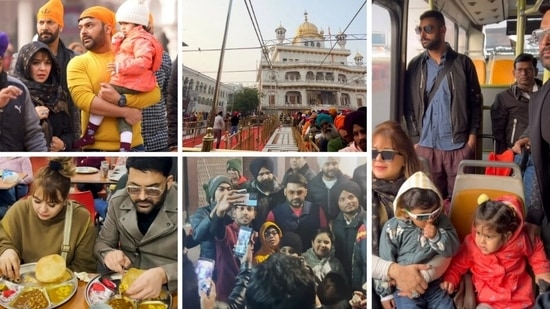 Kapil Sharma explores Amritsar with wife Ginni Chatrath and children Anayra and Trishaan.