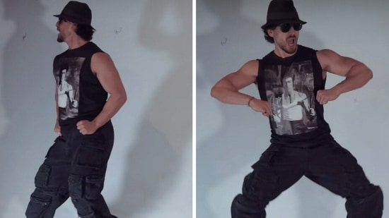 Tiger Shroff dances to Naatu Naatu song.