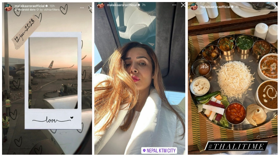 Malaika Arora documents her Nepal trip via Instagram Stories.