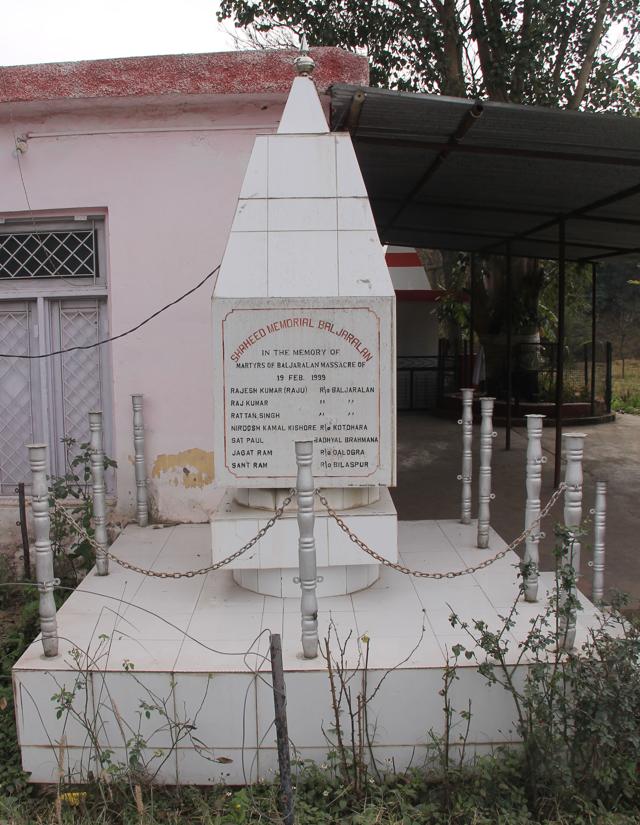 A memorial with the names of seven Hindus killed in 1999 in Baljarallan village of Rajouri district. (Photo: Imran) A memorial with the names of seven Hindus killed in 1999 in Baljarallan village of Rajouri district. (Photo: Imran)