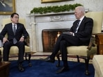 President Joe Biden meets Japanese Prime Minister Fumio Kishida in the Oval Office of the White House, Friday.