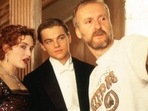 Kate Winslet and Leonardo DiCaprio with director James Cameron the set of Titanic. Kate Winslet and Leonardo DiCaprio with director James Cameron the set of Titanic.