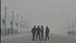 Kartavya Path amid low visibility on Friday morning in New Delhi. (Raj K Raj/HT Photo) Kartavya Path amid low visibility on Friday morning in New Delhi. (Raj K Raj/HT Photo)
