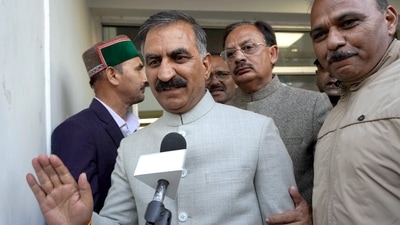 Himachal Pradesh Congress Legislature Party leader Sukhvinder Singh Sukhu speaks to the media. (Pradeep Kumar ) Himachal Pradesh Congress Legislature Party leader Sukhvinder Singh Sukhu speaks to the media. (Pradeep Kumar )