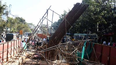 Karnataka high court took suo motu cognisance of the metro pillar collapse in Bengaluru in which a mother and her son were killed. (ANI) Karnataka high court took suo motu cognisance of the metro pillar collapse in Bengaluru in which a mother and her son were killed. (ANI)