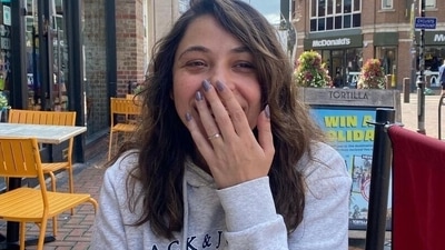 Maanvi Gagroo shows off her engagement ring. Maanvi Gagroo shows off her engagement ring.
