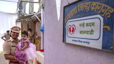 Mumbai, India - January 06, 2023: Maharashtra's first-ever prison creche for the children of imprisoned persons and prison personnel inaugurated, at Byculla Jail, in Mumbai, India, on Friday, January 06, 2023. (Photo by Satish Bate/ Hindustan Times) (Satish Bate/HT PHOTO) Mumbai, India - January 06, 2023: Maharashtra's first-ever prison creche for the children of imprisoned persons and prison personnel inaugurated, at Byculla Jail, in Mumbai, India, on Friday, January 06, 2023. (Photo by Satish Bate/ Hindustan Times) (Satish Bate/HT PHOTO)