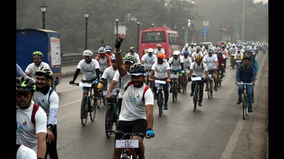 On January 7, Cyclothon was organised in run-up to G20 summit. (HT FILE PHOTO) On January 7, Cyclothon was organised in run-up to G20 summit. (HT FILE PHOTO)