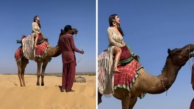 Shehnaaz Gill on the sets of Ghani Syaani song.