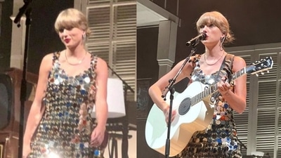 Singer Taylor Swift made a surprise appearance at The 1975 concert in London on Thursday. Singer Taylor Swift made a surprise appearance at The 1975 concert in London on Thursday.
