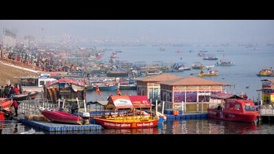 The Magh Mela area in Prayagraj buzzing with activities. (Ht photo) The Magh Mela area in Prayagraj buzzing with activities. (Ht photo)