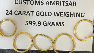 The customs department has seized smuggled gold weighing 599 grams worth  ₹33.7 lakh from a passenger who arrived from Australia via Singapore by the Scoot Airlines at Amritsar airport here, said an official on Friday. (HT Photo)