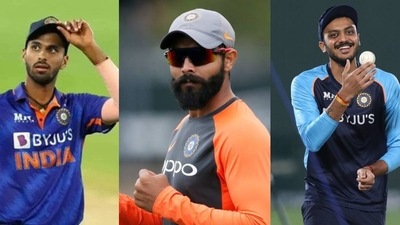 Washington Sundar; Ravindra Jadeja; Axar Patel (file photo) Washington Sundar; Ravindra Jadeja; Axar Patel (file photo)