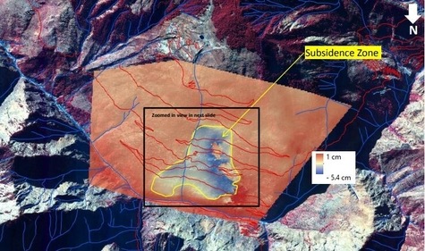 The subsidence zone of Joshimath which recorded a rapid sinking of 5.4cm in 12 days.