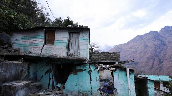 Cracks are seen on the walls of a residential house in Joshimath on Friday. (Reuters)