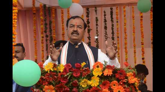 Deputy chief minister Keshav Prasad Maurya in Agra to attend Gram Chaupal on Friday. (HT PHOTO)