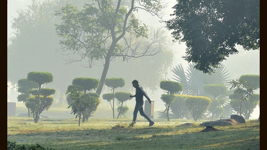 Fog and smog at Delhi’s Ring Road. (Arvind Yadav / HT Photo)