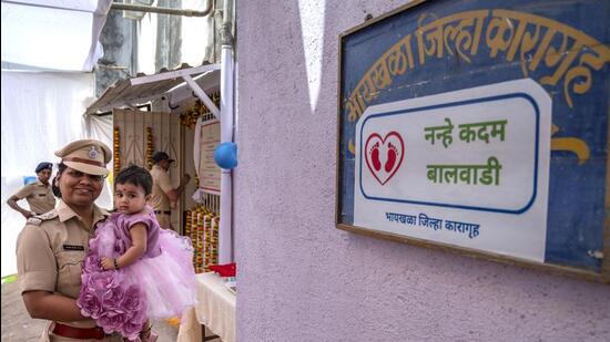 Mumbai, India - January 06, 2023: Maharashtra's first-ever prison creche for the children of imprisoned persons and prison personnel inaugurated, at Byculla Jail, in Mumbai, India, on Friday, January 06, 2023. (Photo by Satish Bate/ Hindustan Times) (Satish Bate/HT PHOTO)