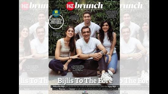 Ajay Bijli with his children, Niharika, Nayana and Aamer, on the cover of HT Brunch